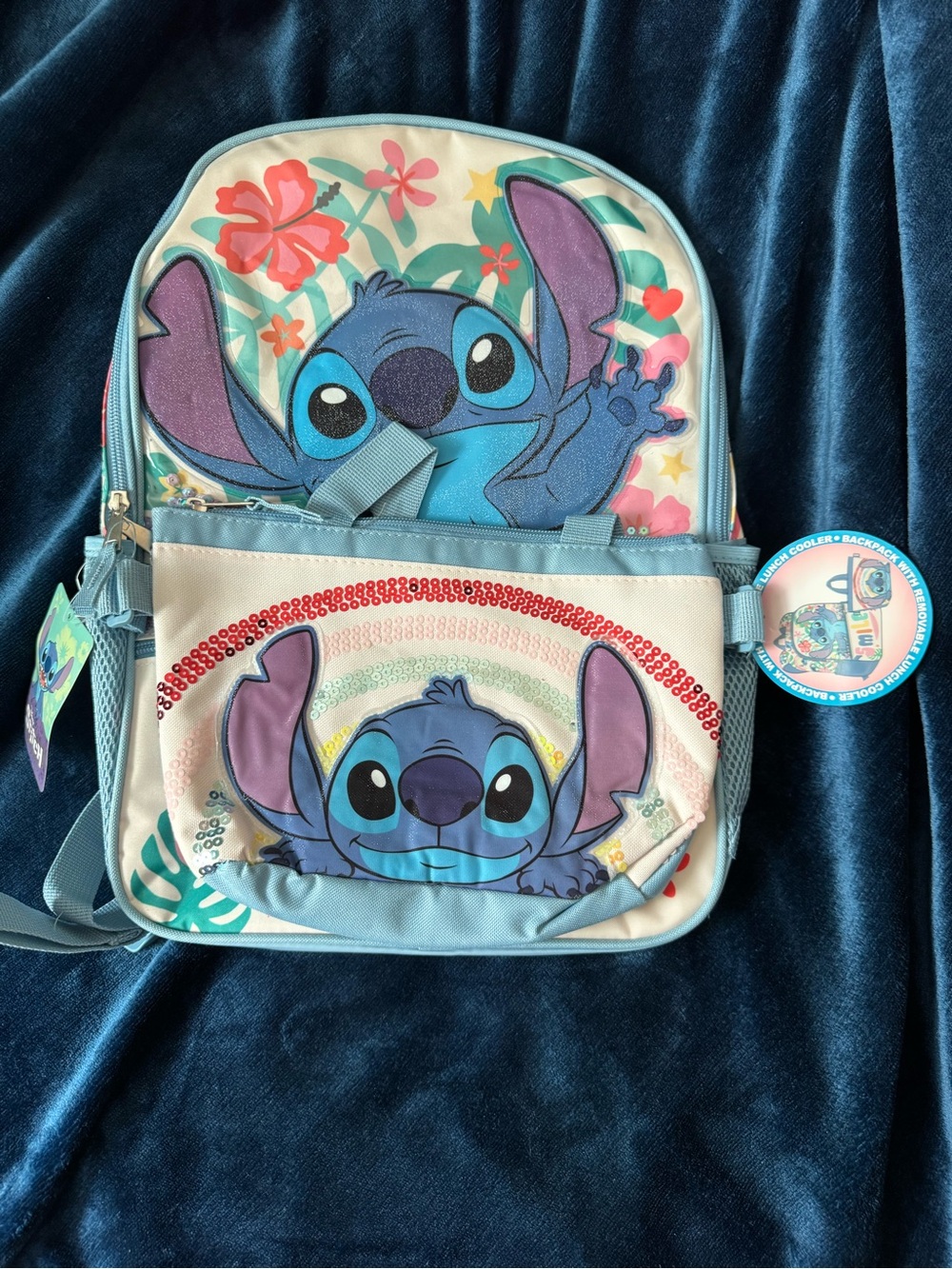 Disney Lilo & Stitch Light Blue Kids Backpack & lunch cooler Back to School